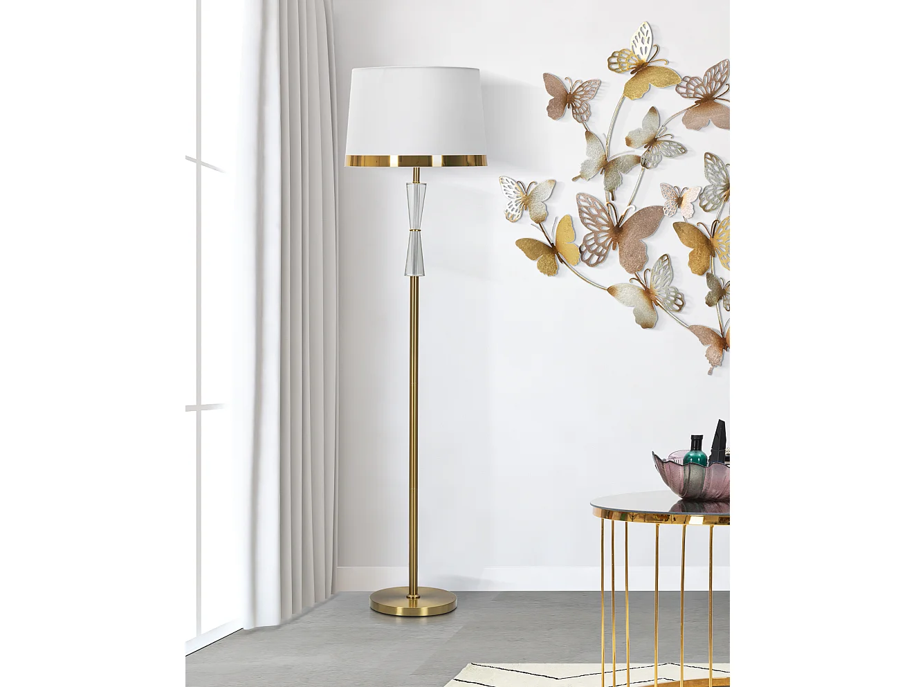 Lampada da terra in metallo e vetro cm  Ø 40x153