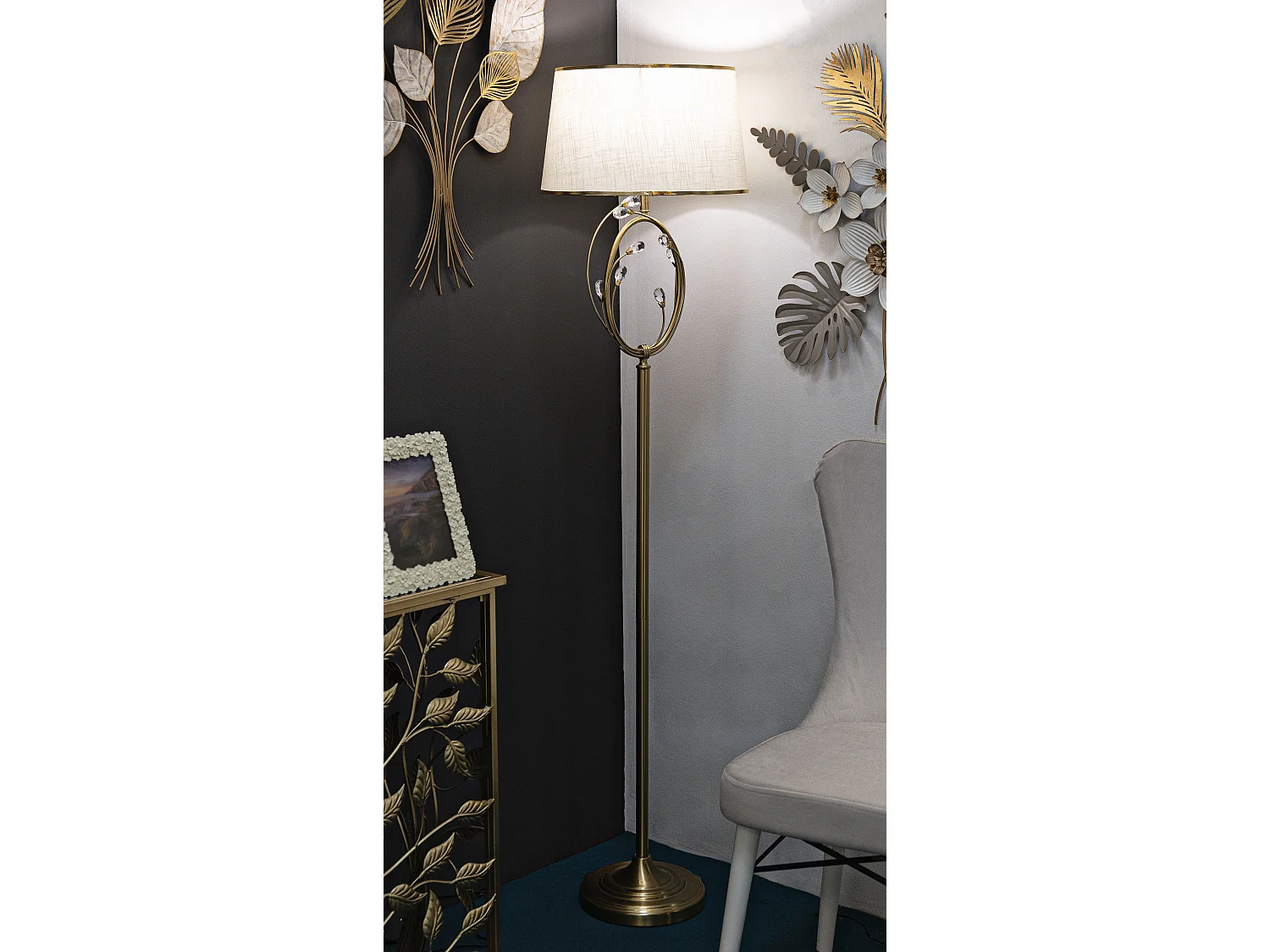 Lampadaire Design en Métal "Versailles" 170cm Or