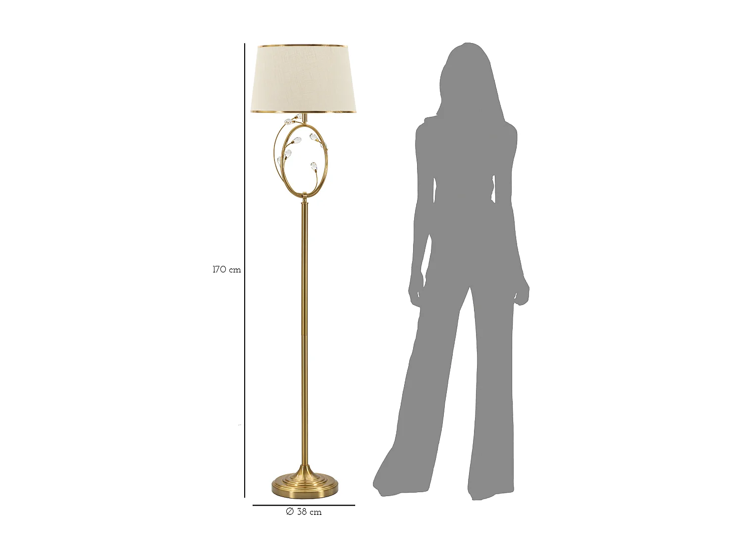 Lampadaire Design en Métal "Versailles" 170cm Or