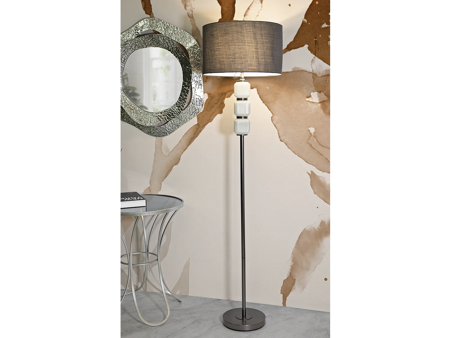 Lampadaire en Métal "Bright One" 163cm Blanc & Gris