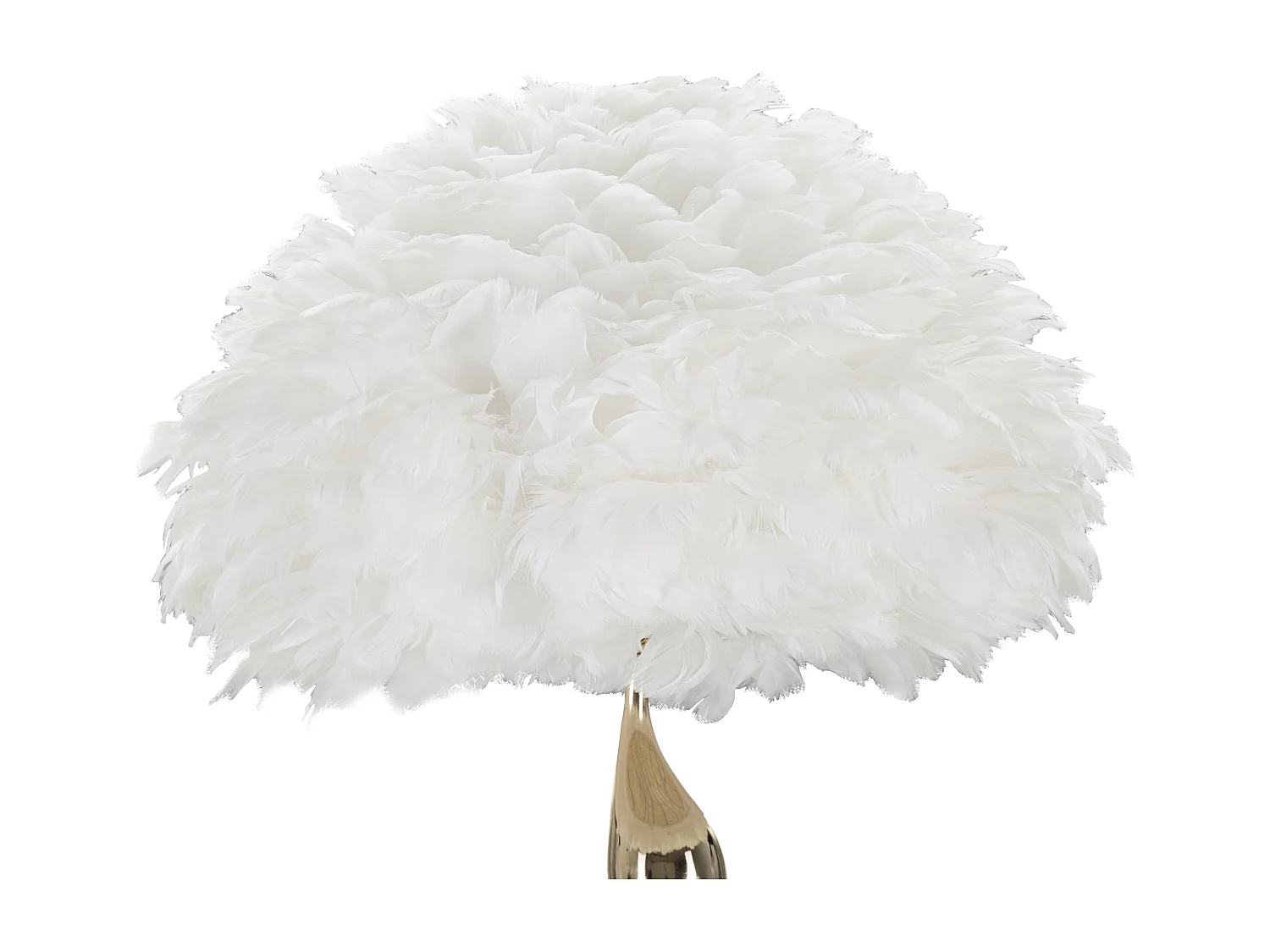 Lampadaire Imitation Plume "Slim" 165cm Or & Blanc