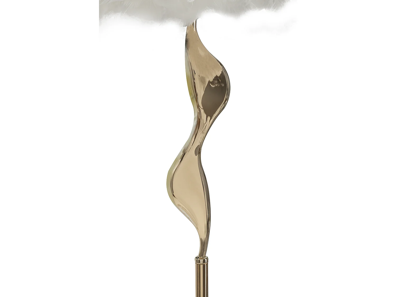 Lampadaire Imitation Plume "Slim" 165cm Or & Blanc