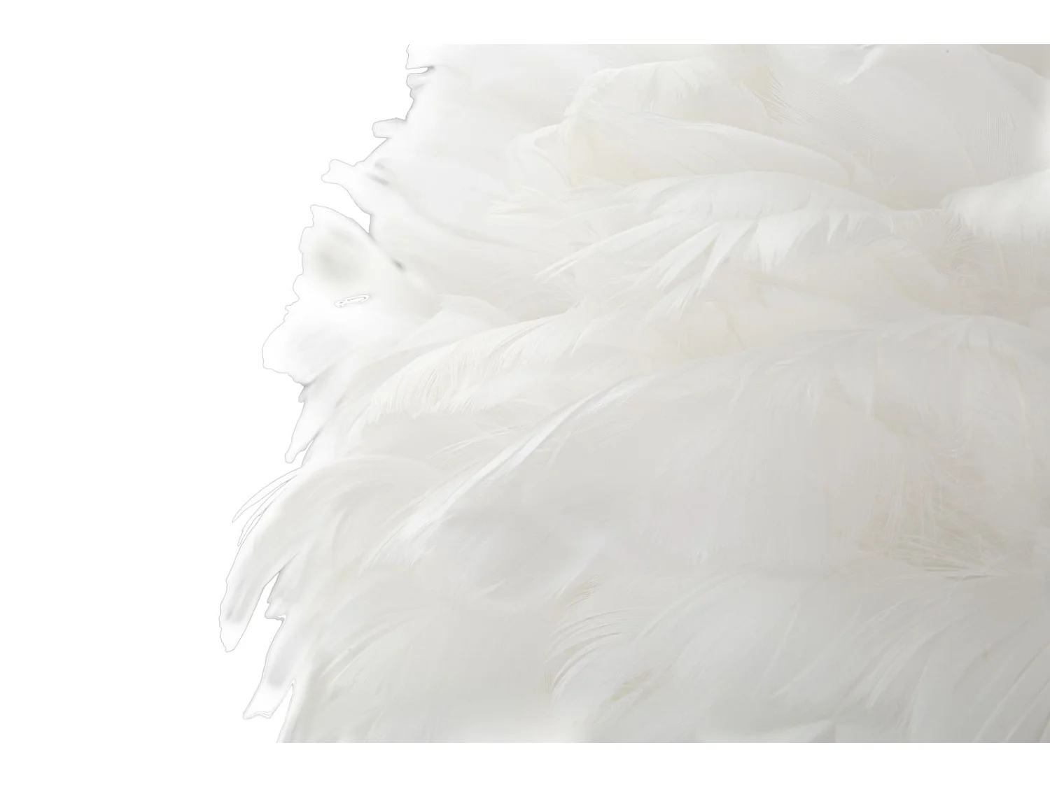 Lampadaire Imitation Plume "Slim" 165cm Or & Blanc