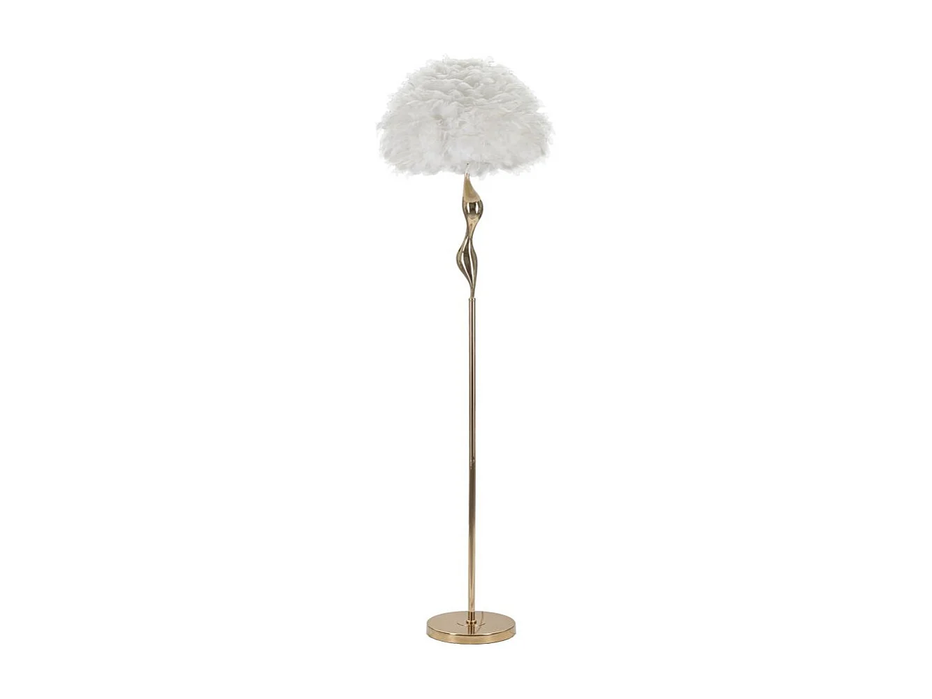 Lampadaire Imitation Plume "Slim" 165cm Or & Blanc