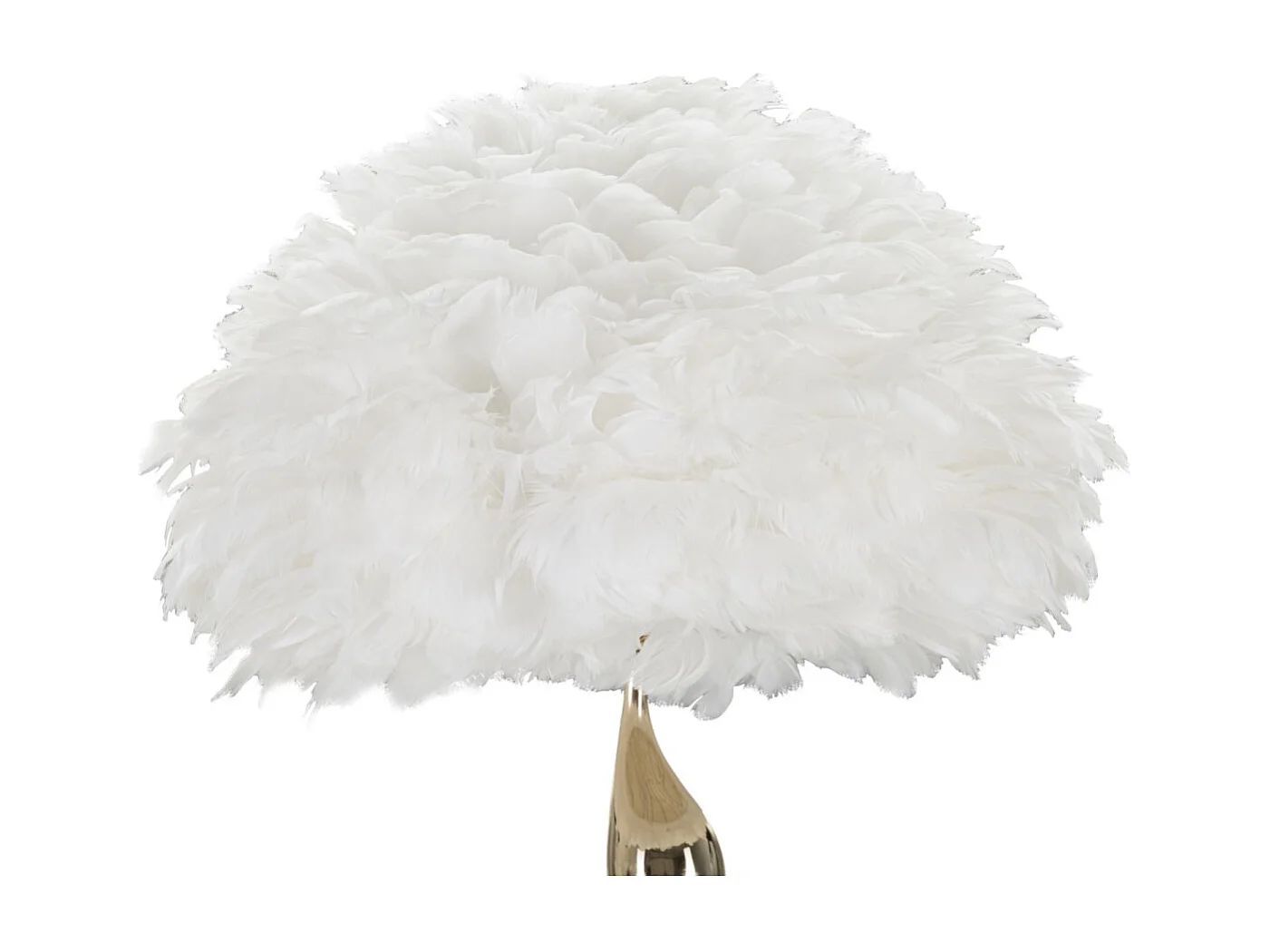 Lampadaire Imitation Plume "Slim" 165cm Or & Blanc