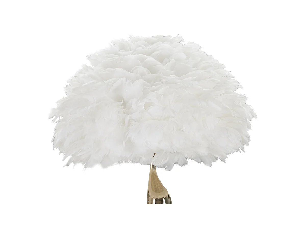 Lampadaire Imitation Plume "Slim" 165cm Or & Blanc