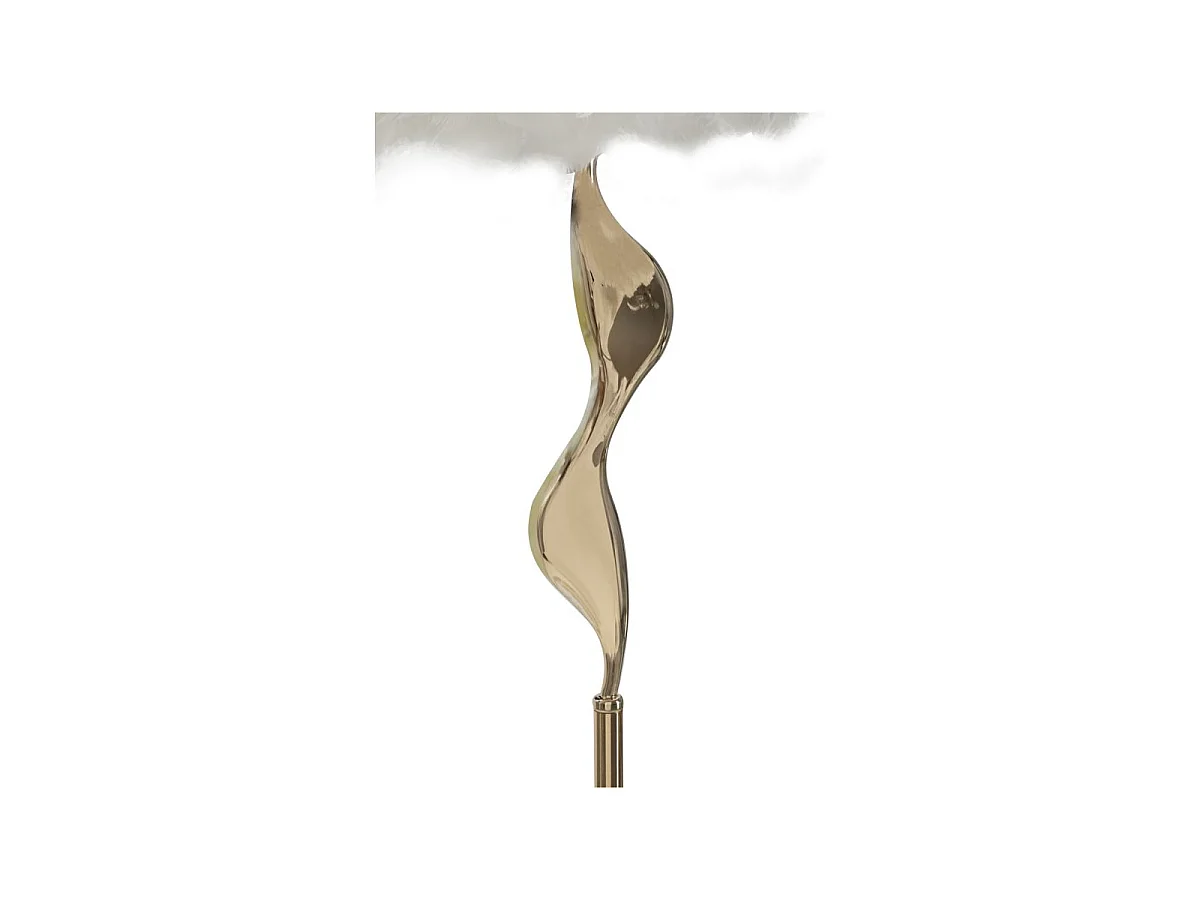 Lampadaire Imitation Plume "Slim" 165cm Or & Blanc