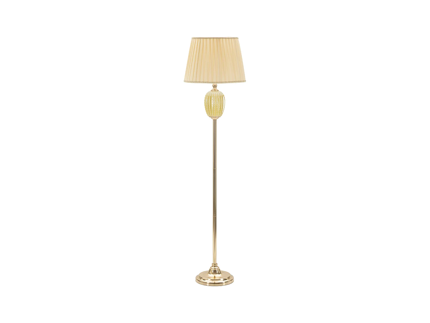 Pied de Lampe Lot - Piantana Élégante en Métal Doré avec Abat-Jour Beige Ø 40x160 cm