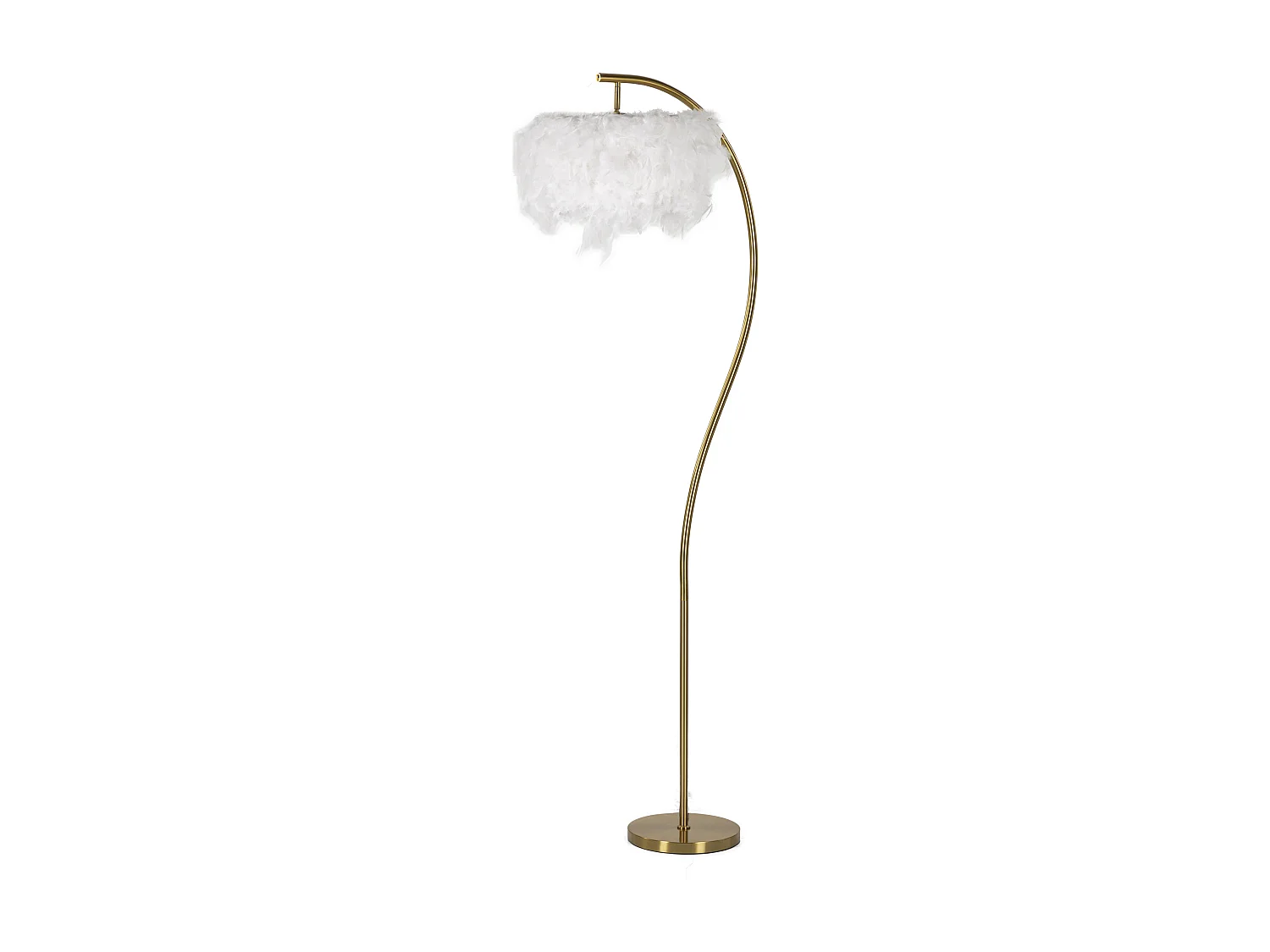 Lampada da terra con piume bianche cm  60x33x170