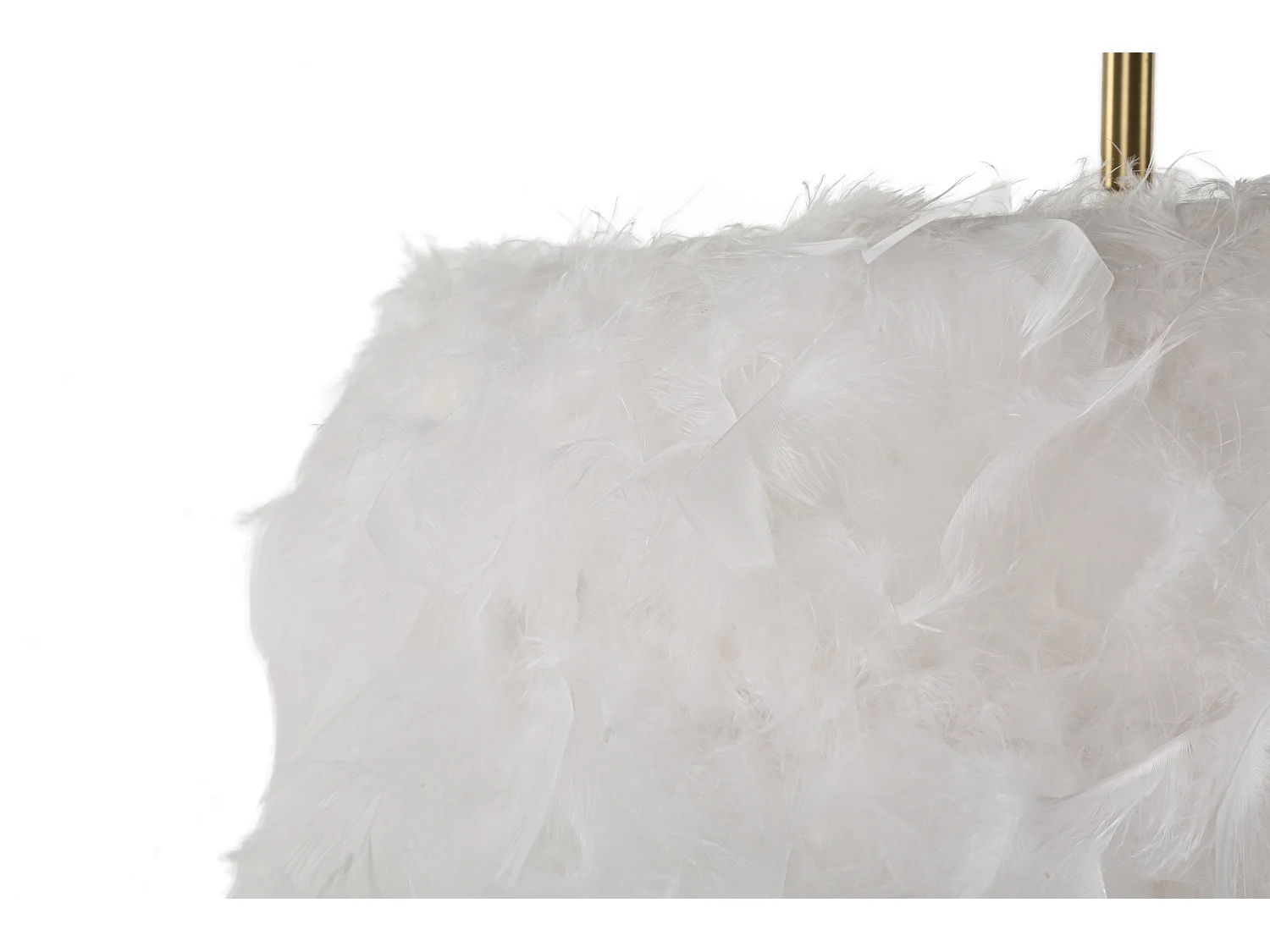 Lampadaire Imitation Plume "Semi Arc" 170cm Or & Blanc