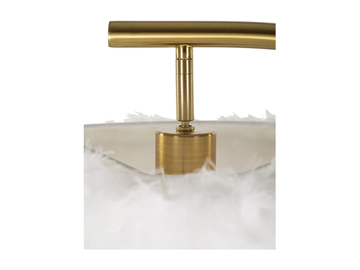 Lampadaire Imitation Plume "Semi Arc" 170cm Or & Blanc