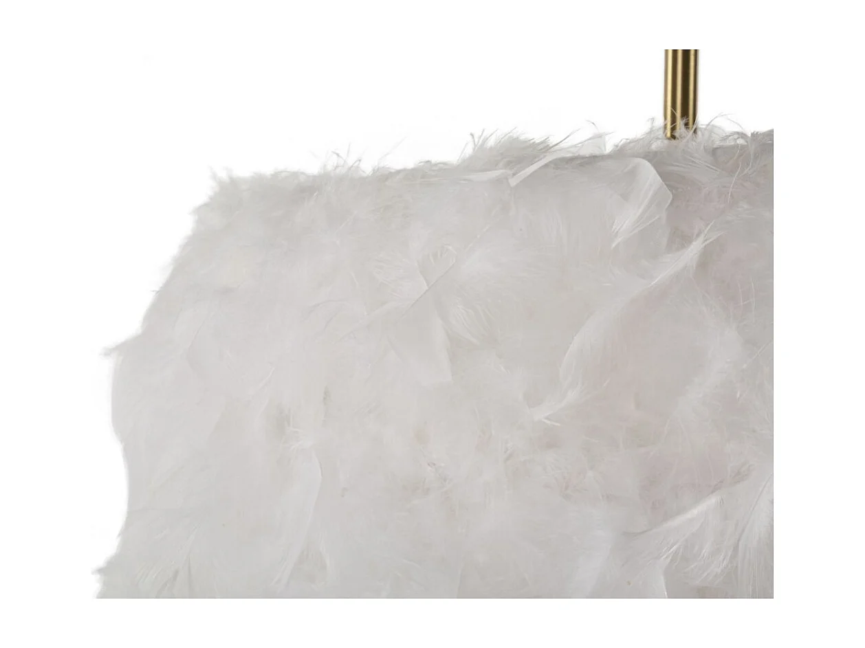 Lampadaire Imitation Plume "Semi Arc" 170cm Or & Blanc