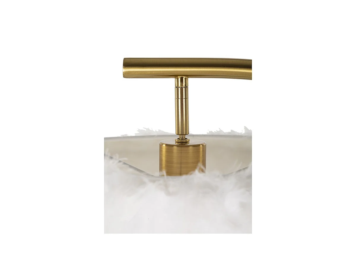 Lampadaire Imitation Plume "Semi Arc" 170cm Or & Blanc