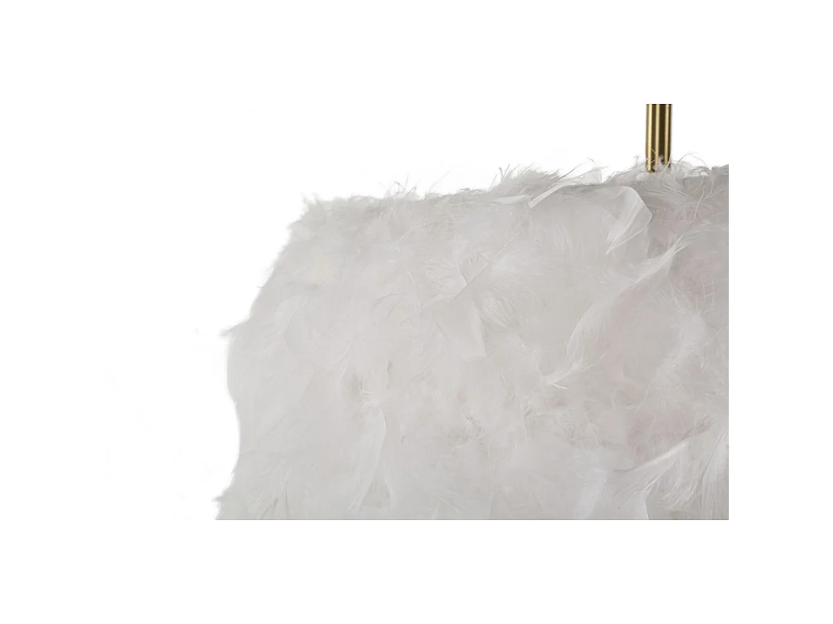 Lampadaire Imitation Plume "Semi Arc" 170cm Or & Blanc