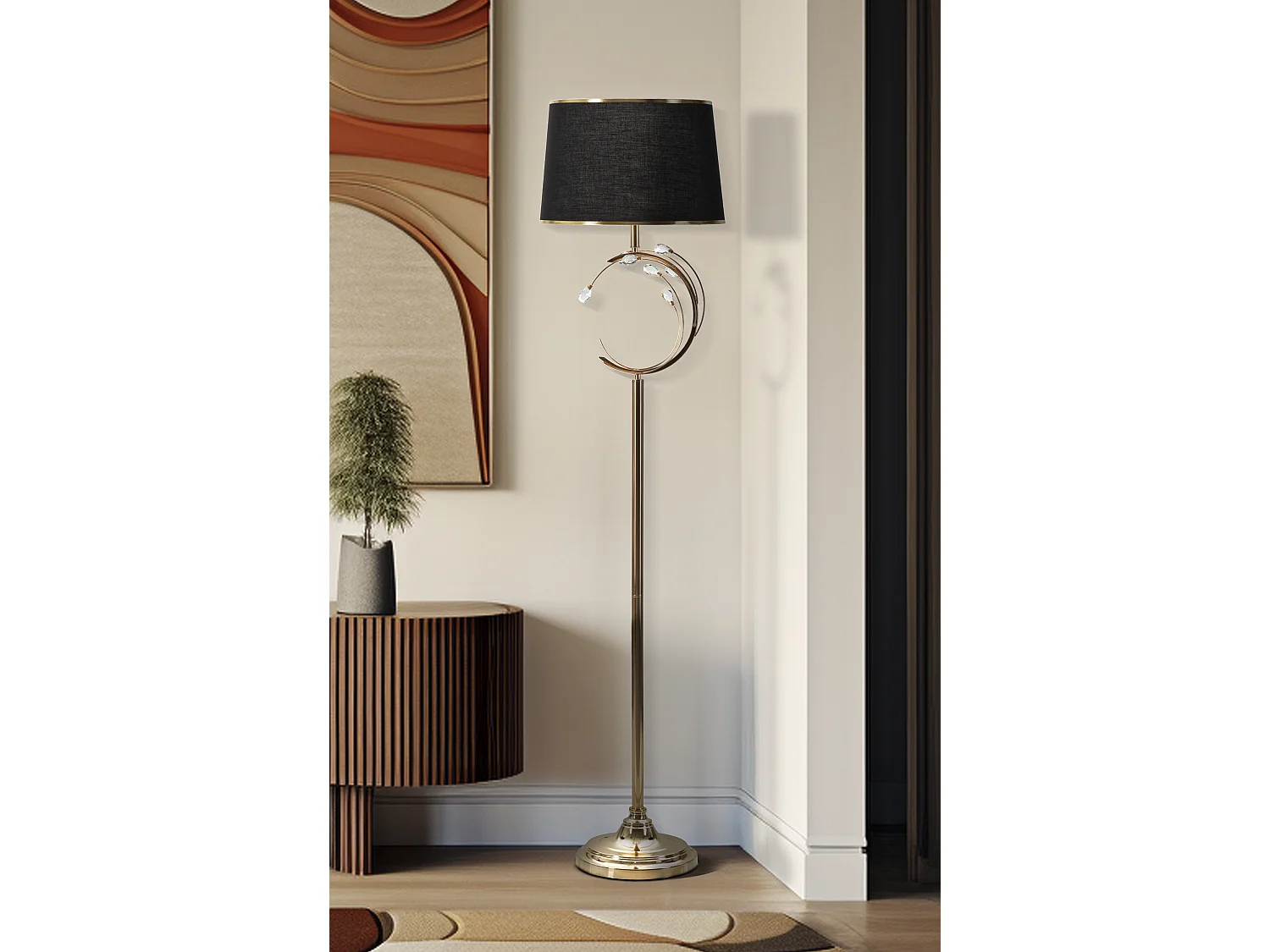 Lampadaire Design en Métal "Bruxelles" 160cm Or