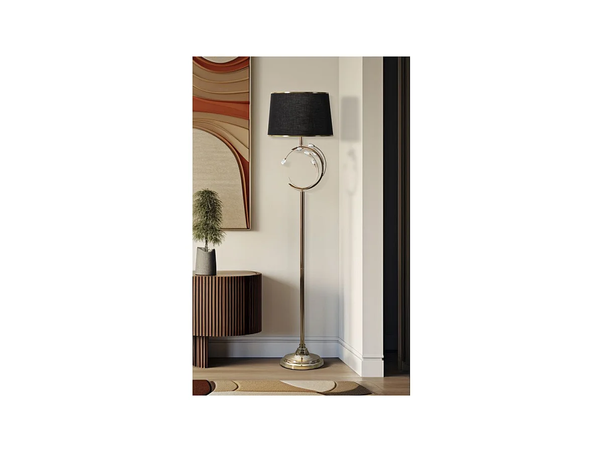 Lampa podłogowa do pokoju - czarny, złoty, żelazo, glamour, 38 x 38 x 160 cm - Bruxelles