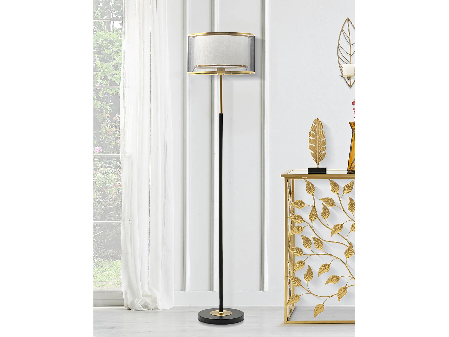 Lampadaire en Métal "Levels" 153cm Noir & Or