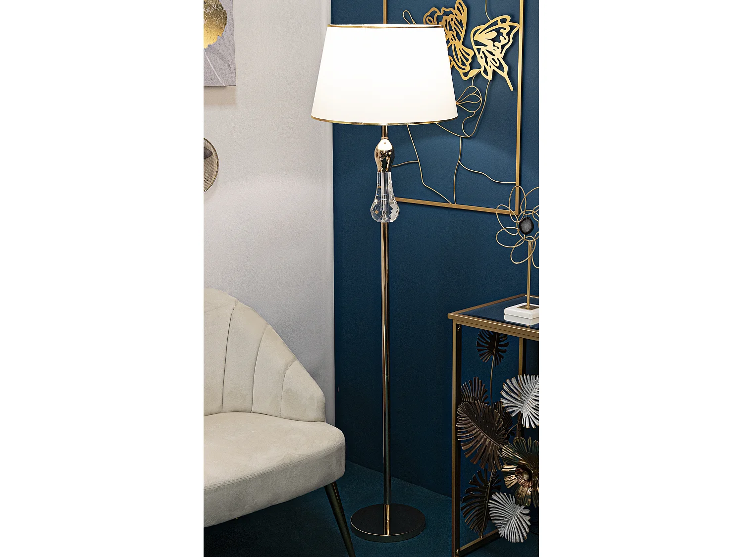 Lampada da terra in metallo e vetro cm  Ø 45x165