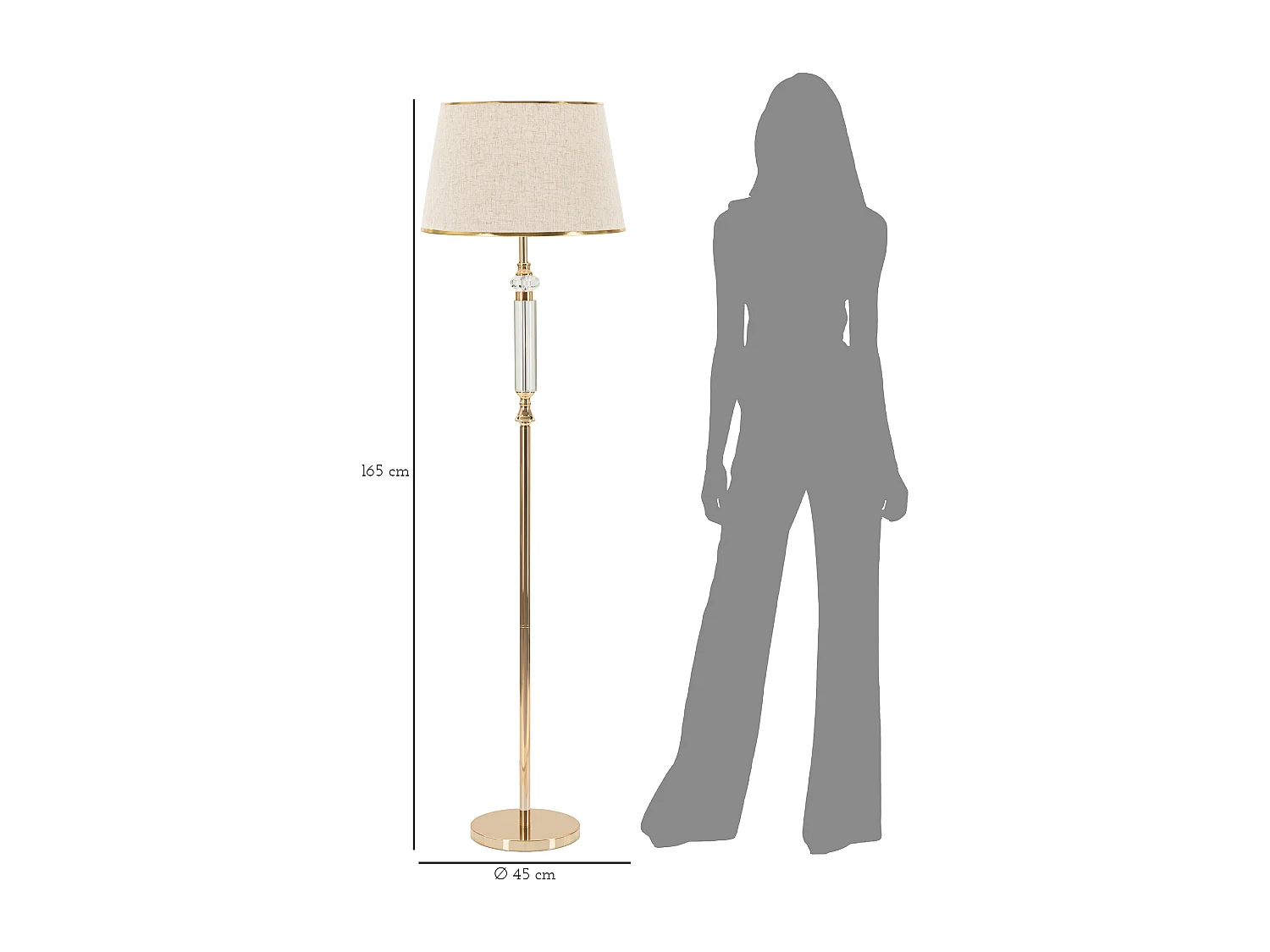 Lampadaire Design en Métal "Praga" 165cm Or