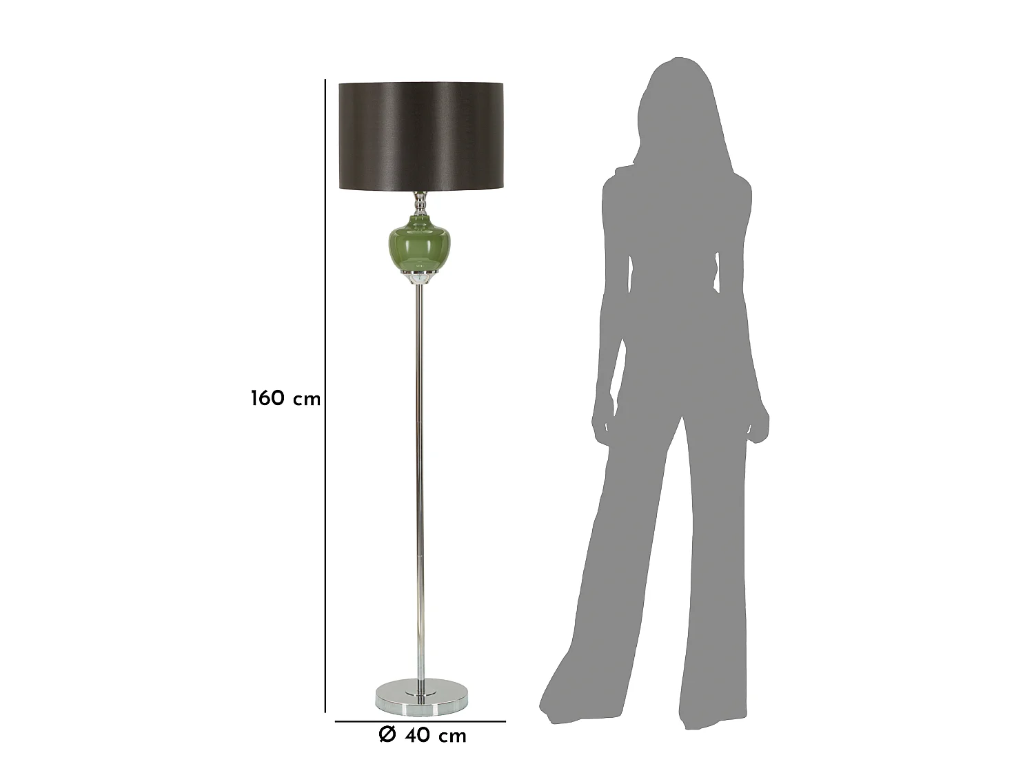 Lampadaire en Verre "Eva One" 160cm Vert & Noir