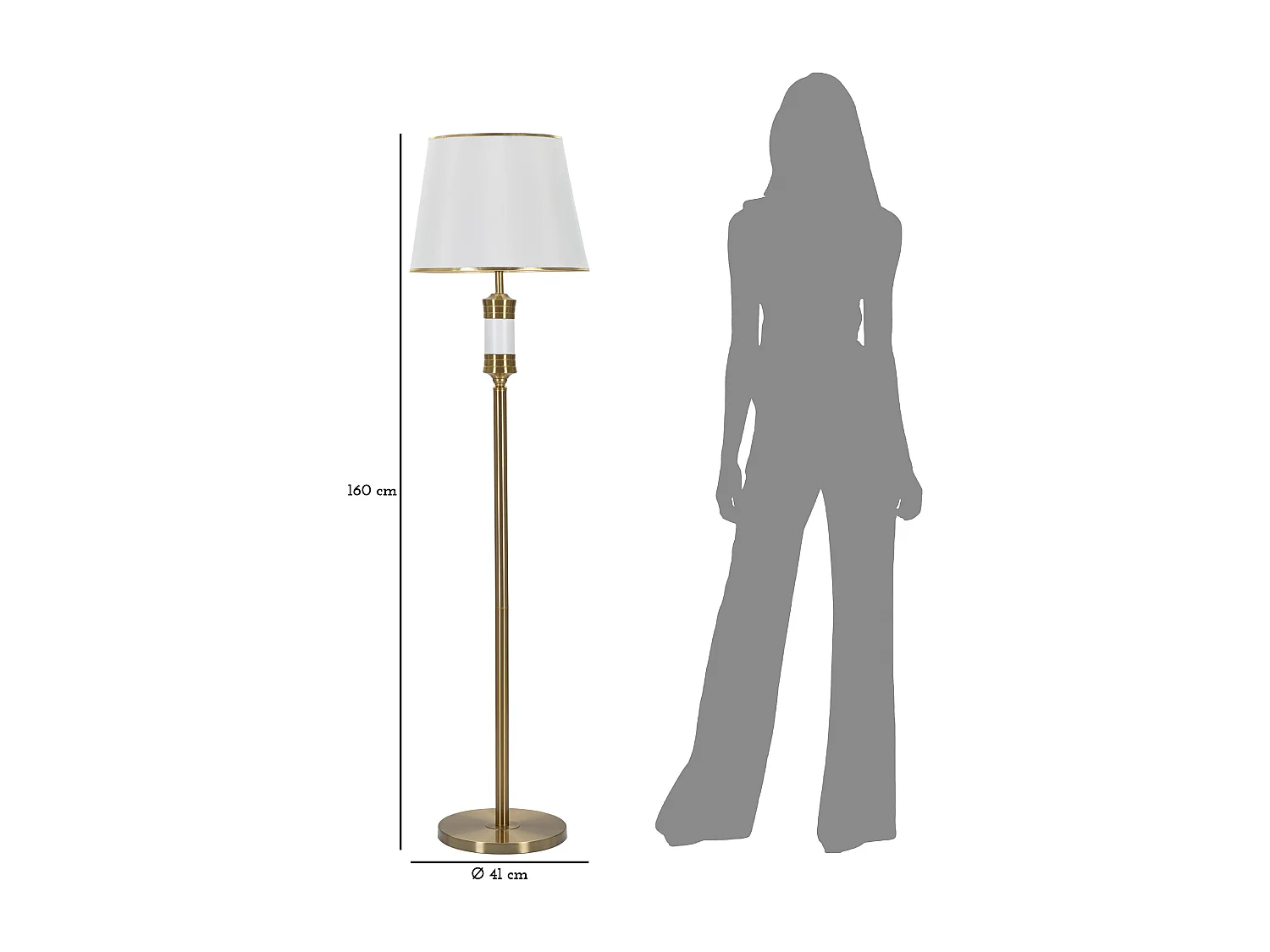 Lampadaire en Métal "Whity" 160cm Blanc & Or