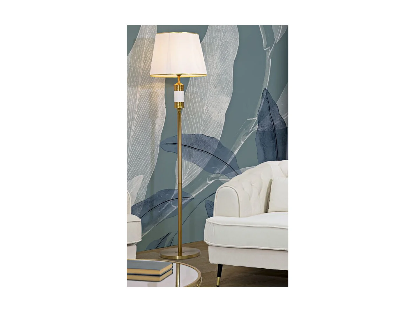 Lampadaire en Métal "Whity" 160cm Blanc & Or