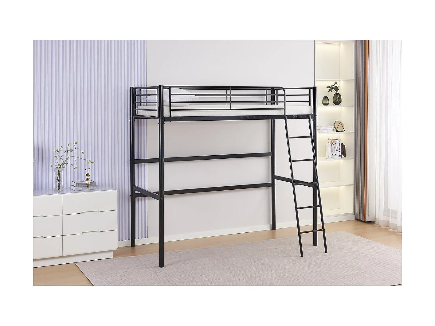 Łóżko piętrowe metalowe "Alora" - 90 x 190 cm - czarne