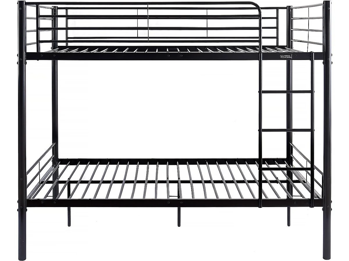 Lit superposé double "Adam" - Sommier inclus - 140 x 190 cm - Noir