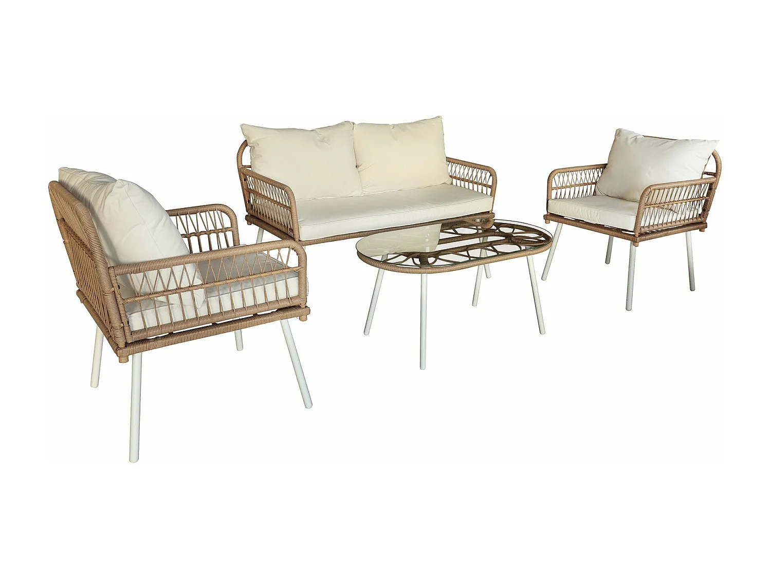 Now's Home - Salon De Jardin En Rotin Synthetique Et Structure Aluminium