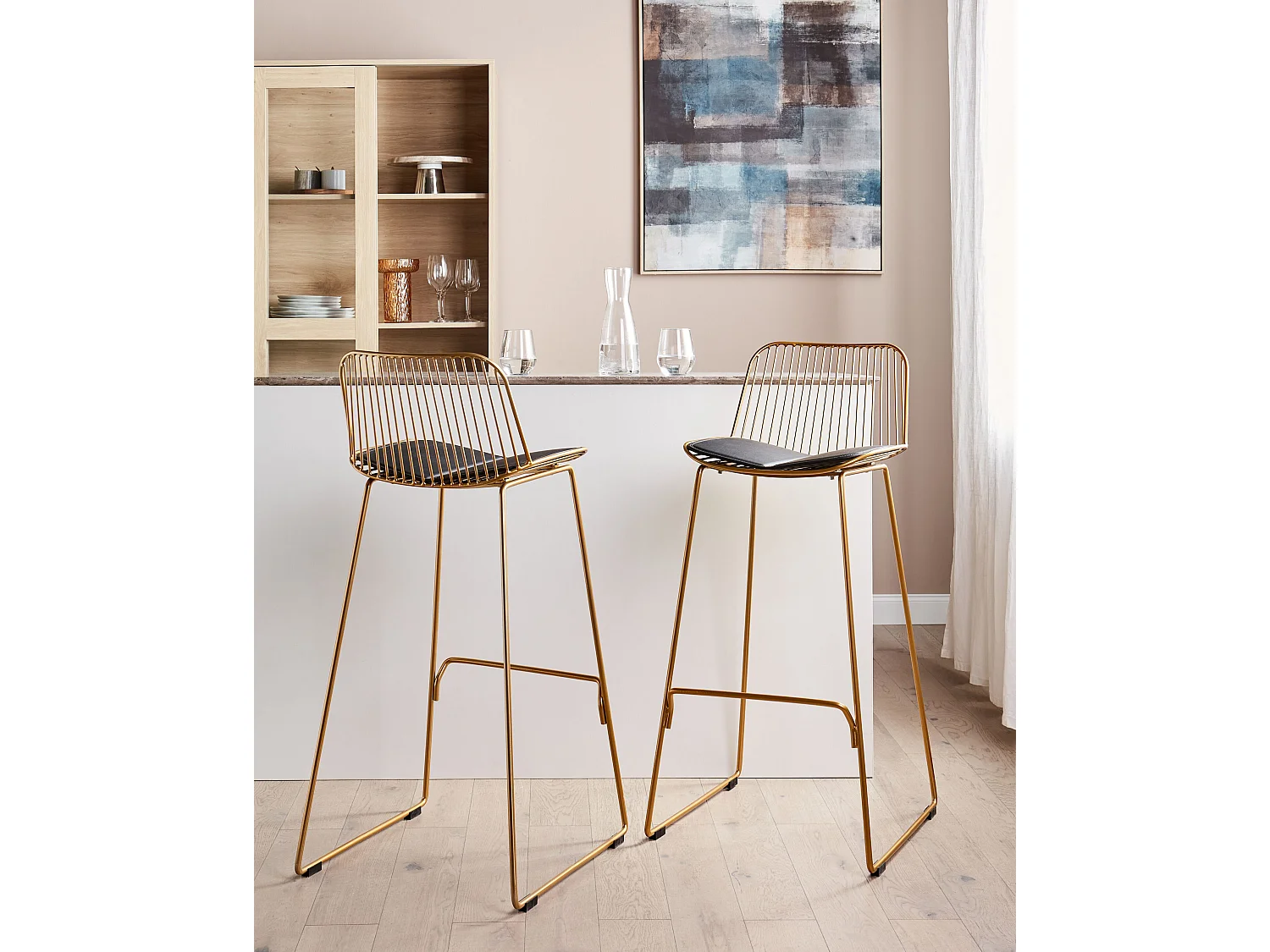 Lot de 2 chaises de bar PENSACOLA Métal Doré