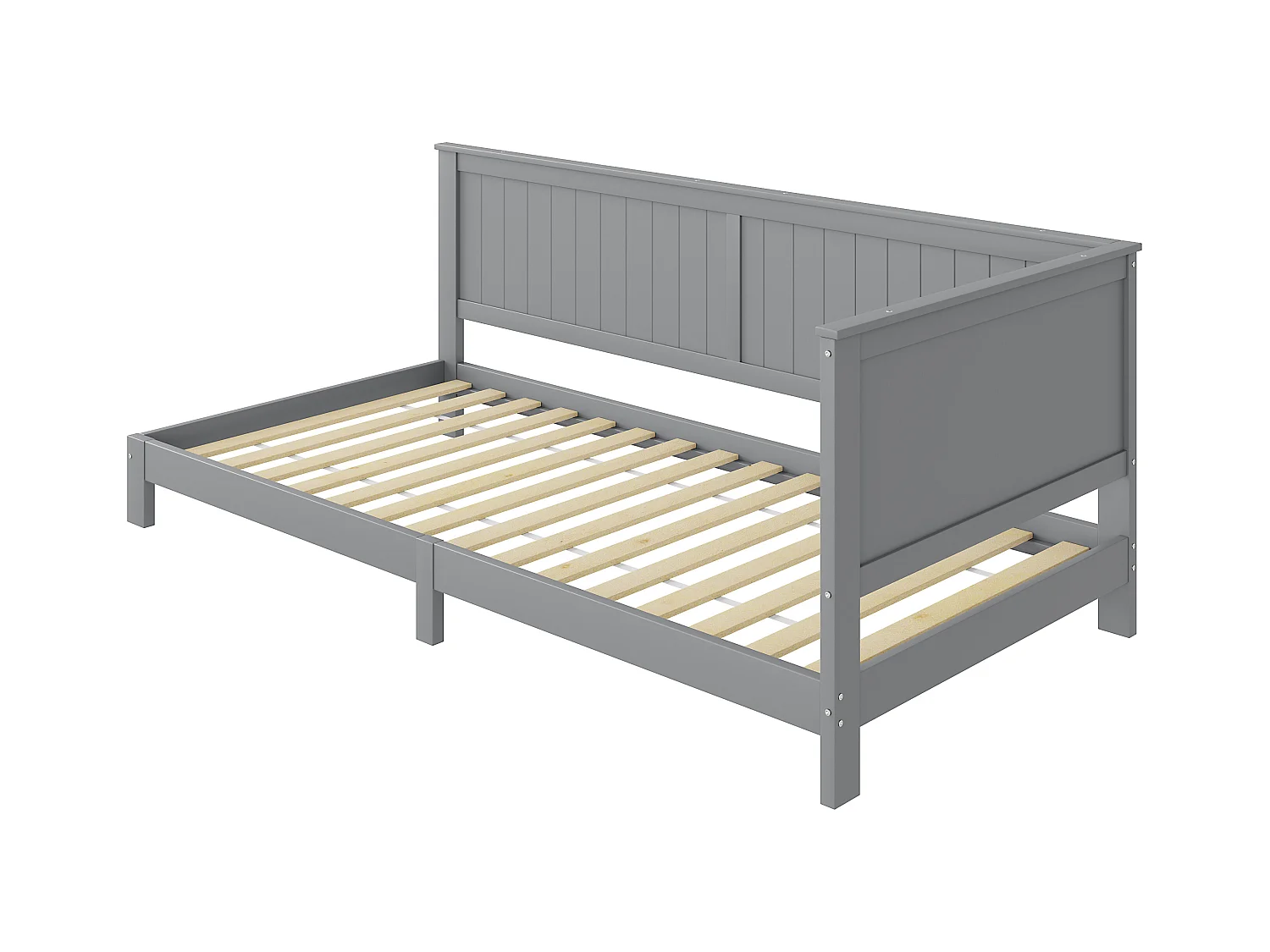 Sofá-cama de madeira 90x200 cm, cama individual infantil, cinza