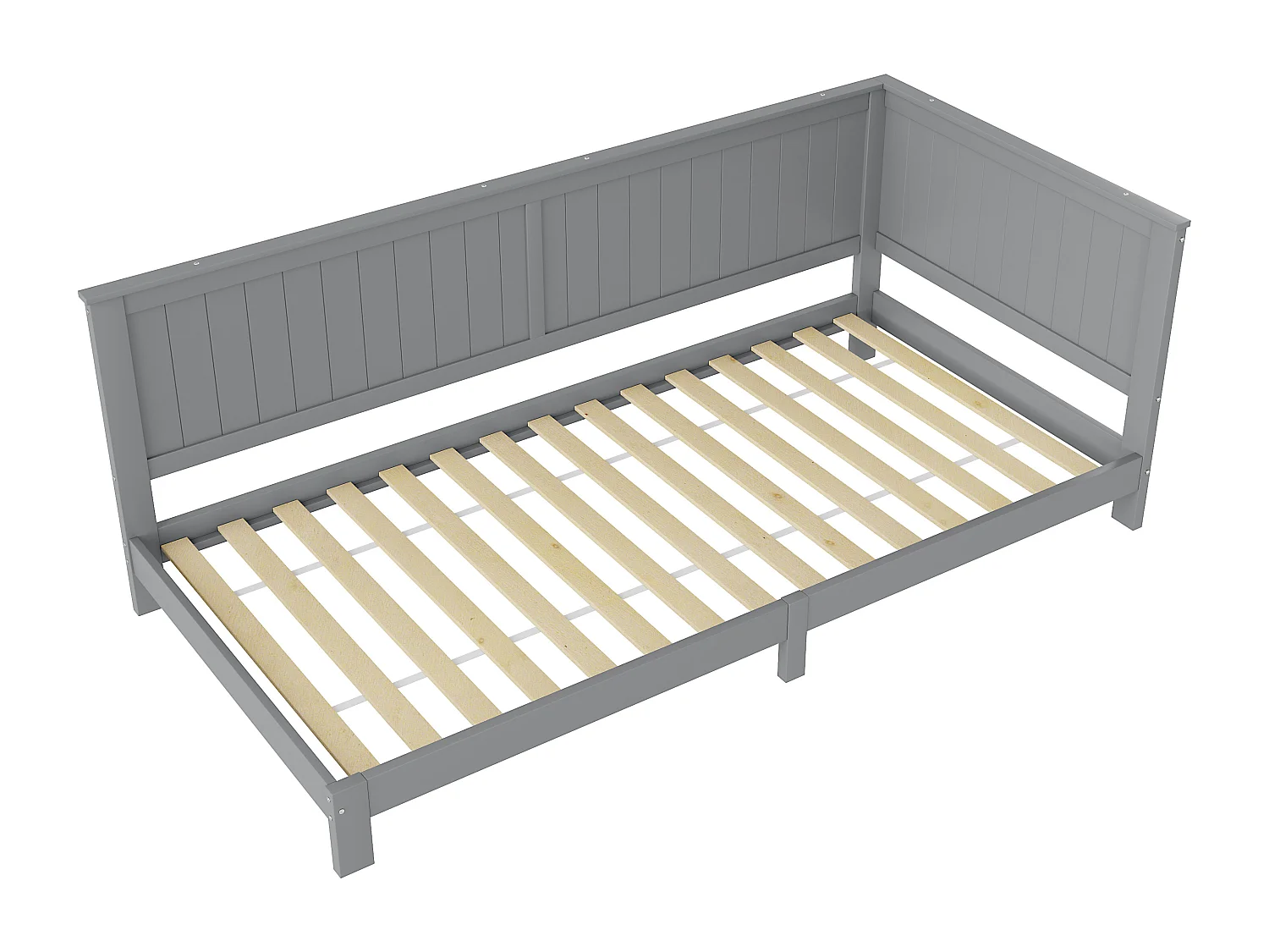 Sofá-cama de madeira 90x200 cm, cama individual infantil, cinza