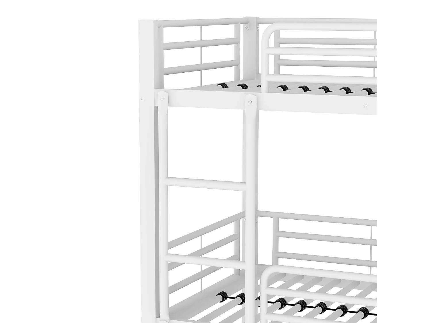 Cadre De Lit Superposé, Lit Métallique, Lit Étagé 90x200cm, Lit Triple Étagé Pour Enfants, Blanc