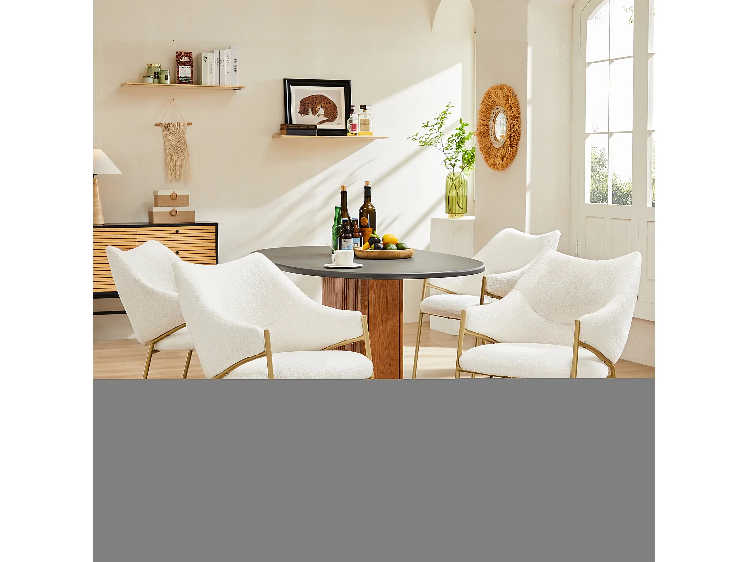 Chaise salle à manger velours sherpa avec accoudoirs coussin épais confortable polyvalente beige 52x48x84cm lot de 4