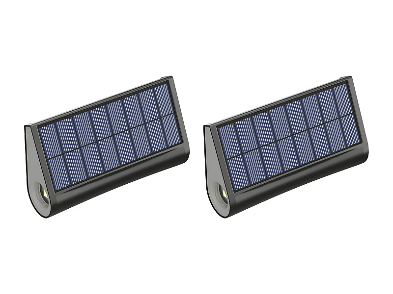 Lot de 2 appliques murales solaires - 30 lumens - Noir - TRESTIA