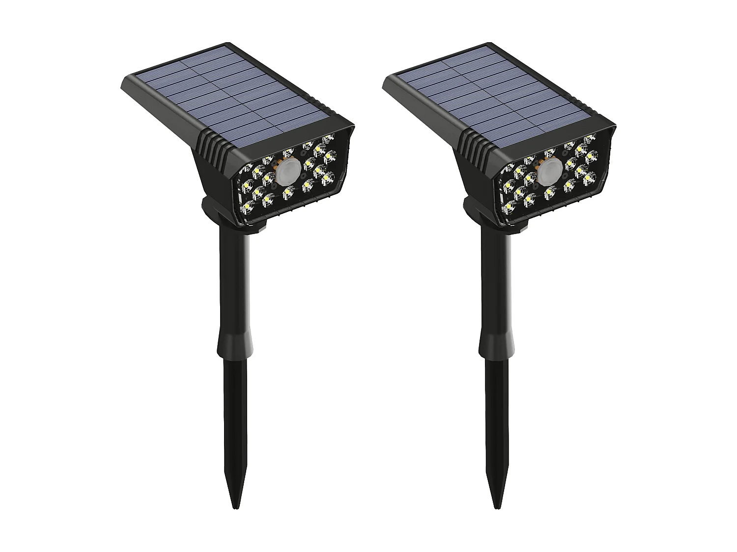 Lot de 2 balises solaires à planter - 300 lumens - Noir - HORSENS