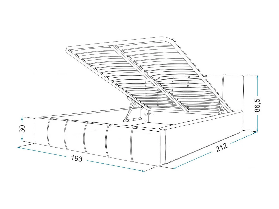 Lit coffre ATLANTA 180 x 200 cm avec sommier à lattes relevable Noir
