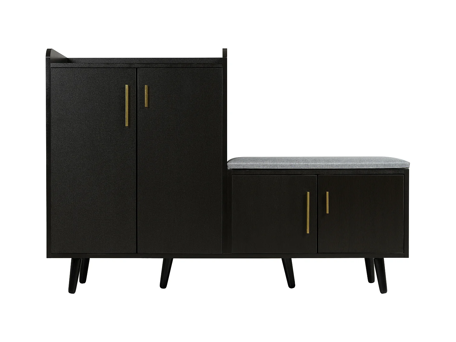 Meuble à chaussures - avec une banquette et 4 portes - Noir