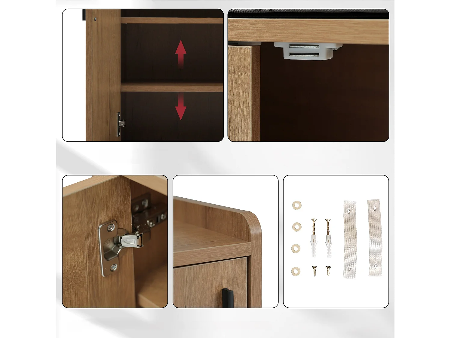 Schuhschrank - mit Bank und 4 Türen - Braun