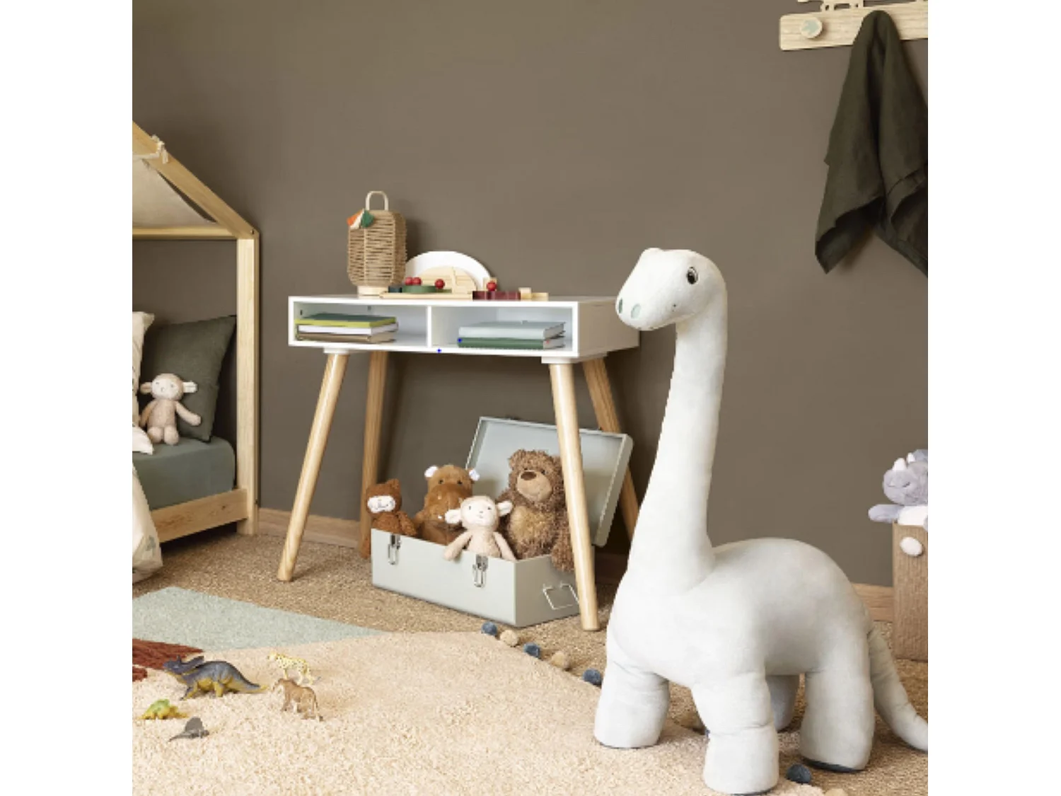 Knuffel XL dinosaurus grijs 90x65x28cm
