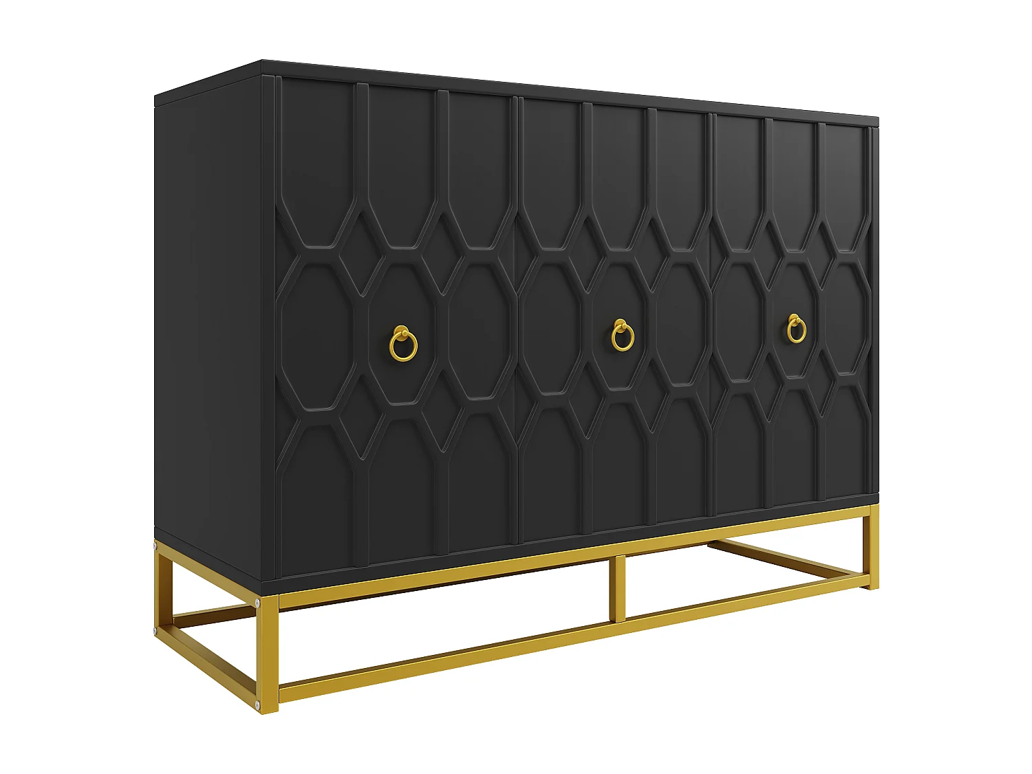 Buffet moderne 120×40×85 cm - 3 portes avec étagères réglables - Noir