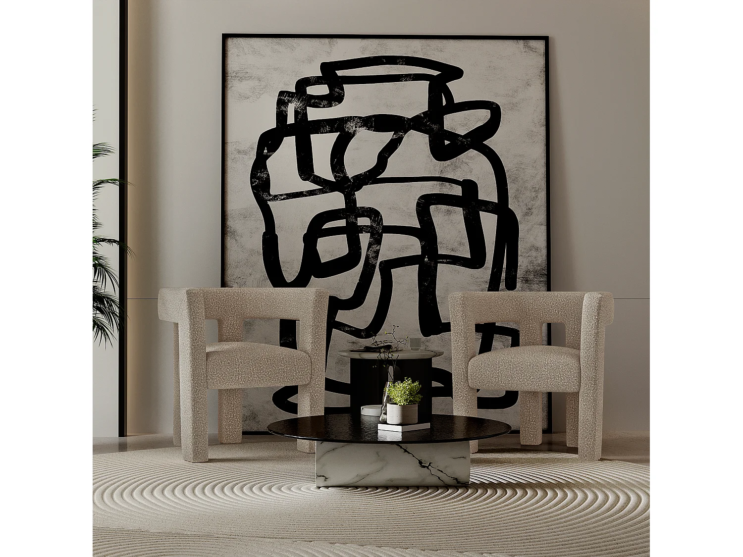 Fauteuil de salle à manger bouclette taupe ALYA