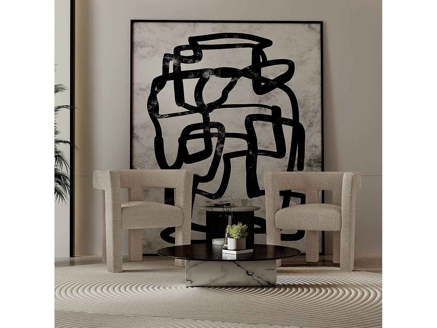 Fauteuil de salle à manger bouclette taupe ALYA