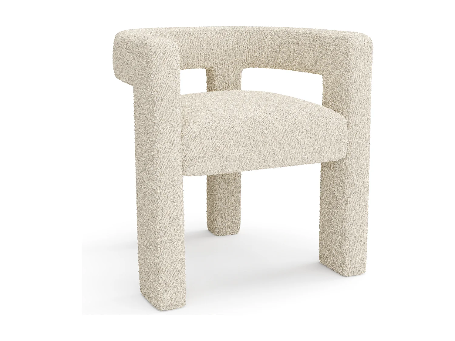 Fauteuil de salle à manger bouclette beige ALYA