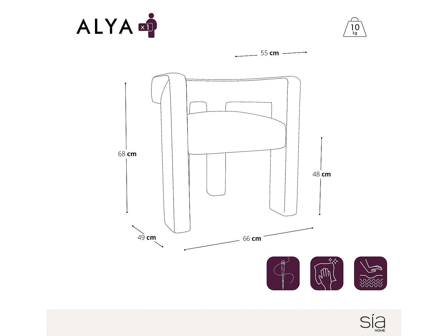 Fauteuil de salle à manger bouclette beige ALYA