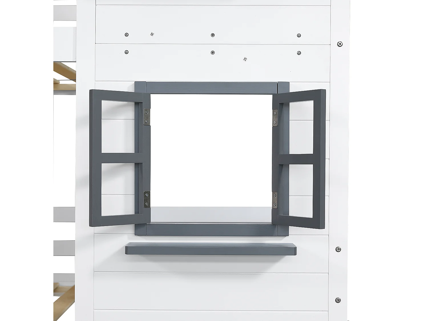 Etagenbett 90x200 cm aus Massivholz - mit Lattenrost - Weiß & Grau