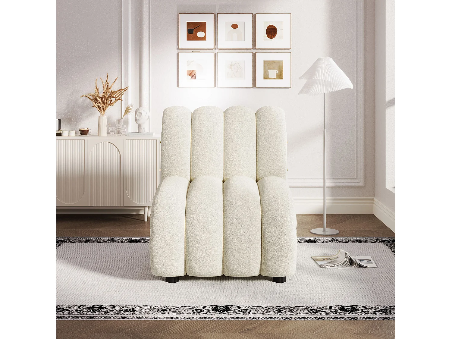 Chaise Sherpa moderne rembourrée - Chaises de salon, chaises longues ergonomiques