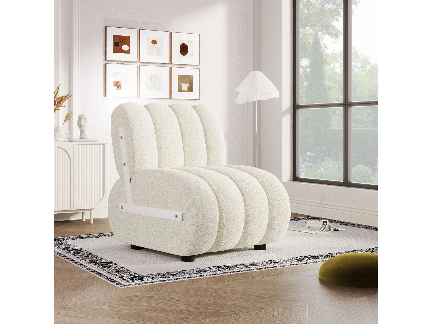 Chaise Sherpa moderne rembourrée - Chaises de salon, chaises longues ergonomiques