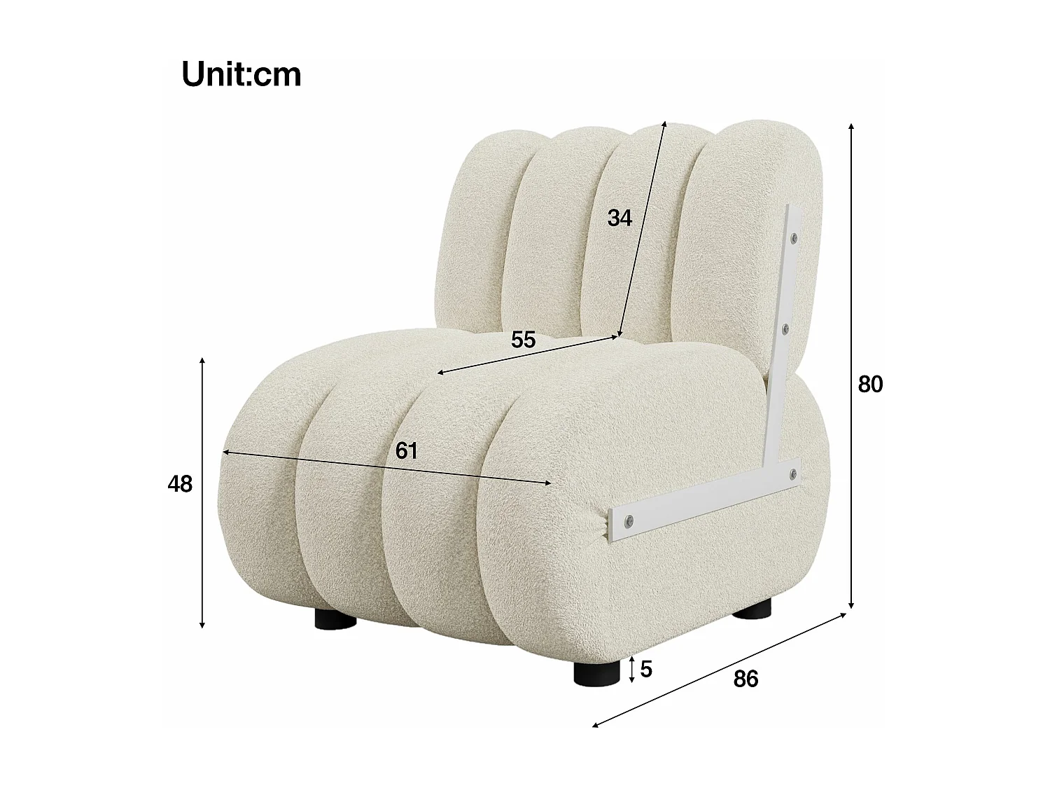 Chaise Sherpa moderne rembourrée - Chaises de salon, chaises longues ergonomiques