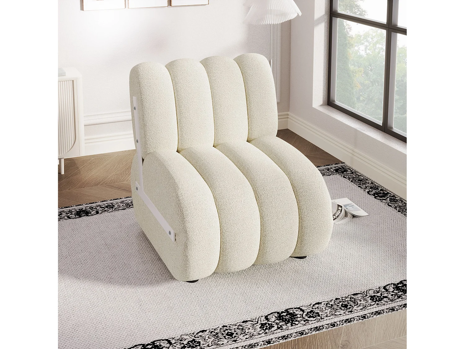 Chaise Sherpa moderne rembourrée - Chaises de salon, chaises longues ergonomiques